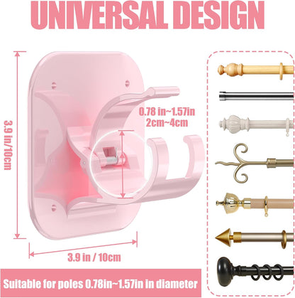 No Drill Curtain Rod Brackets-20LB, 6 Pack Self Adhesive Curtain Rod Holder