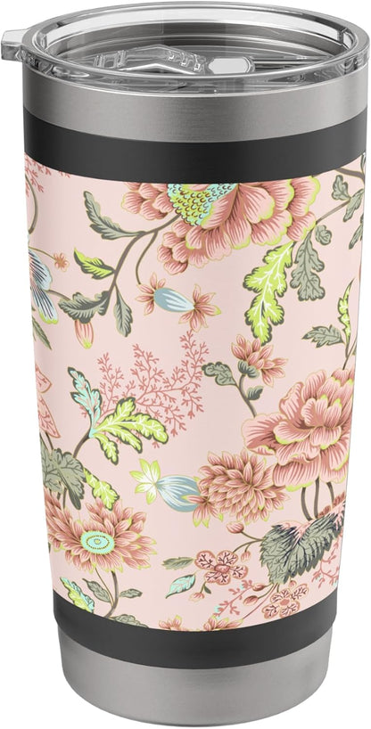 Japanese Flower Pattern Floral Asian Oriental Pattern Peach Stainless Steel Insulated Tumbler