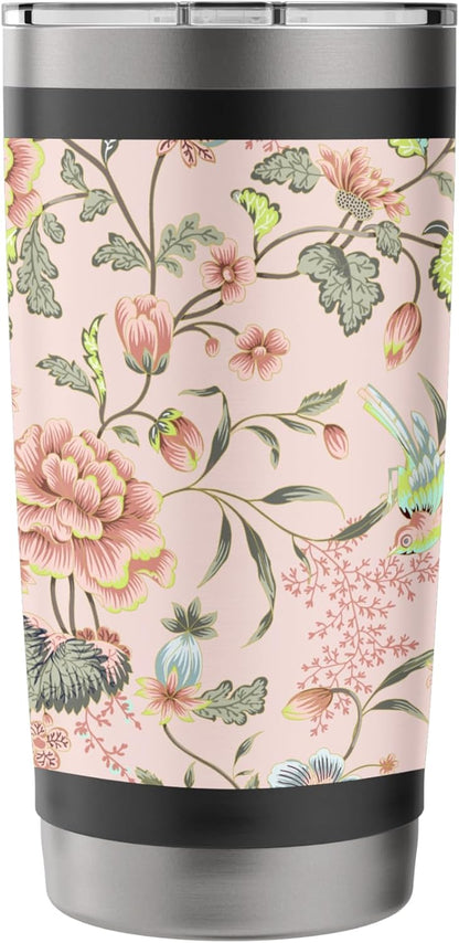 Japanese Flower Pattern Floral Asian Oriental Pattern Peach Stainless Steel Insulated Tumbler