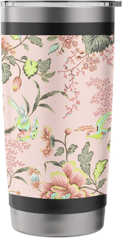 Japanese Flower Pattern Floral Asian Oriental Pattern Peach Stainless Steel Insulated Tumbler