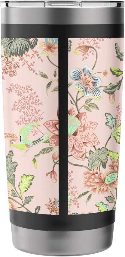 Japanese Flower Pattern Floral Asian Oriental Pattern Peach Stainless Steel Insulated Tumbler