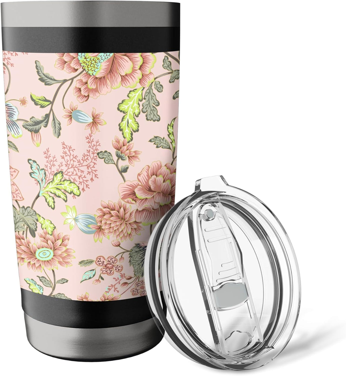 Japanese Flower Pattern Floral Asian Oriental Pattern Peach Stainless Steel Insulated Tumbler