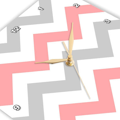 Coral & Gray Chevron Zig Zag Pattern - Orange Pink Grey Zigzags - Wall Clock, 15 by 15-Inch (DPP_179794_3)