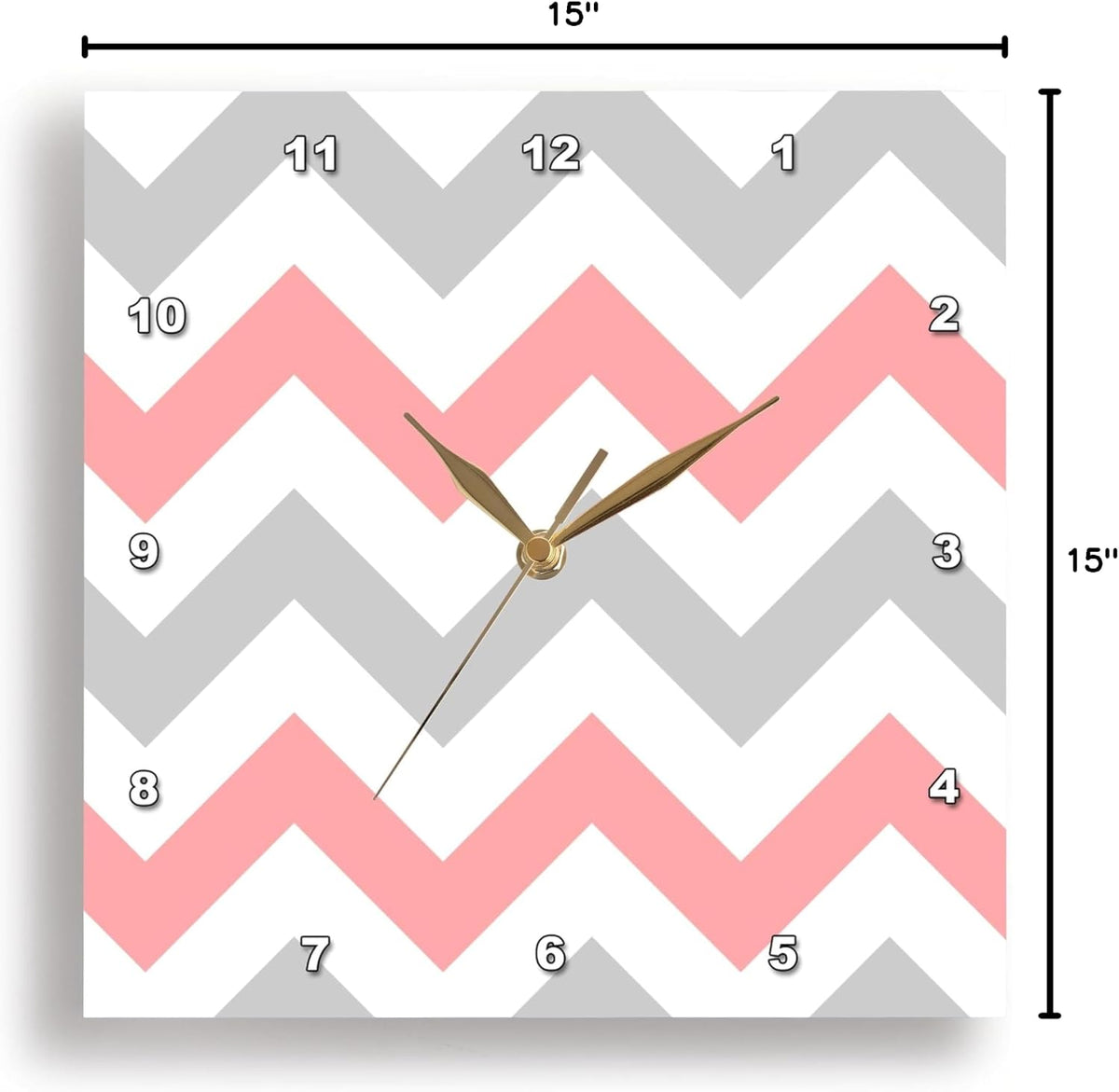 Coral & Gray Chevron Zig Zag Pattern - Orange Pink Grey Zigzags - Wall Clock, 15 by 15-Inch (DPP_179794_3)