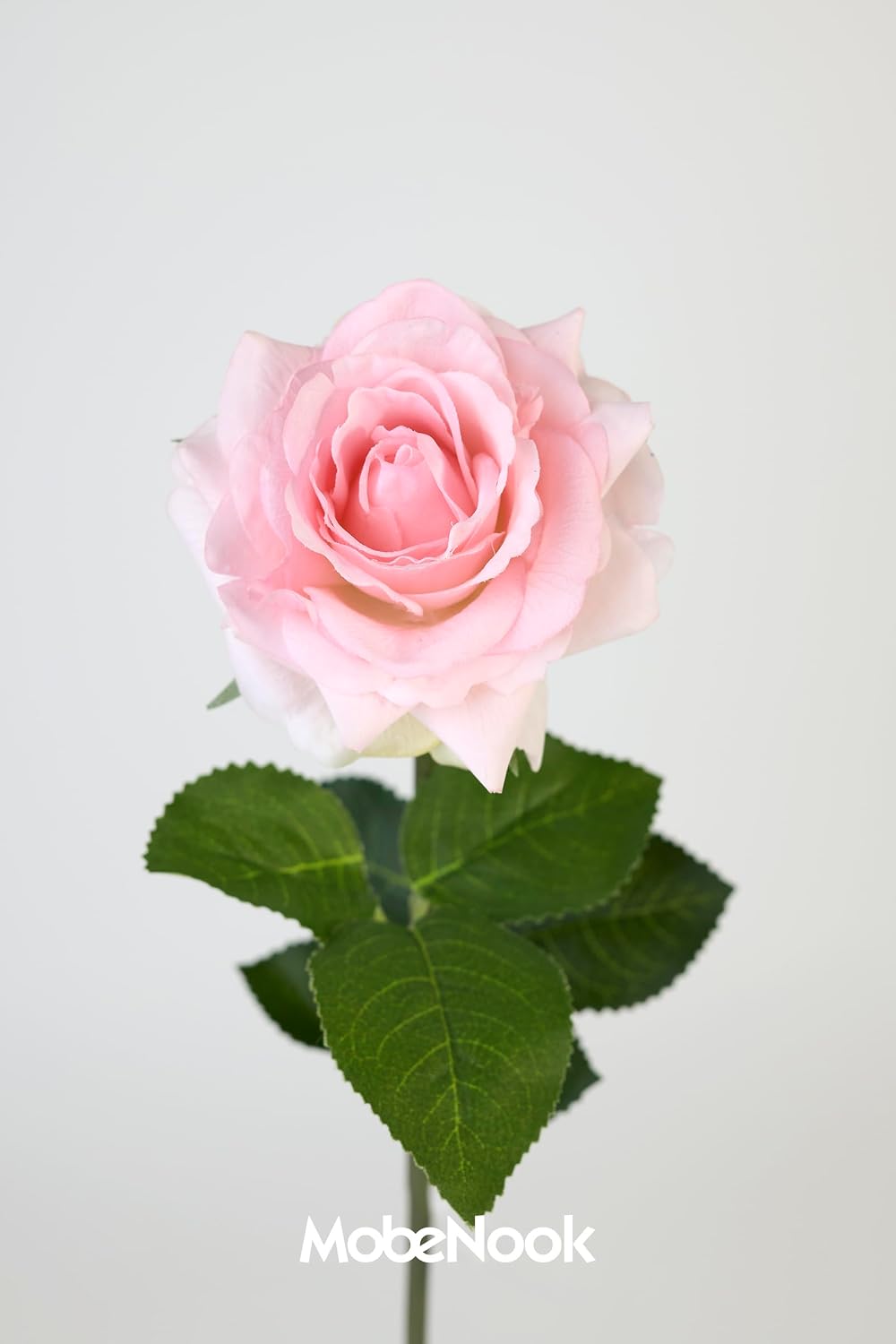 Real Touch Artificial Roses, 6 Stems Faux Flowers (Light Pink)