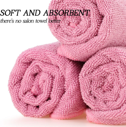 36 Packs of Bleach Proof Towels Microfiber Absorbent Salon Towels Bleach Resistant Salon Hand Towels for Gym, Bath, Spa, Shaving, Shampoo, Home Hair Drying, 16 x 28 Inches (Pink)