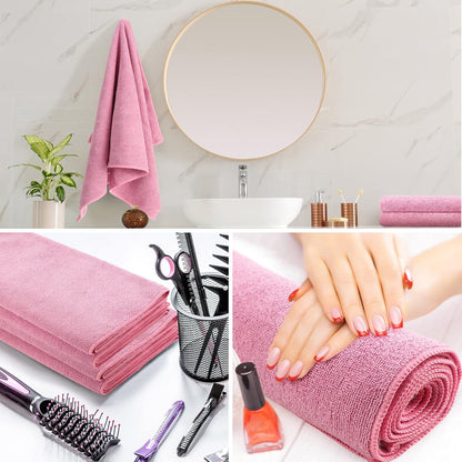 36 Packs of Bleach Proof Towels Microfiber Absorbent Salon Towels Bleach Resistant Salon Hand Towels for Gym, Bath, Spa, Shaving, Shampoo, Home Hair Drying, 16 x 28 Inches (Pink)