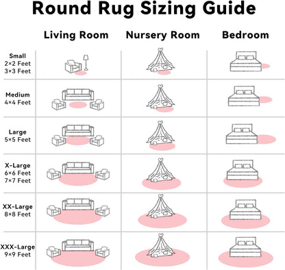 Pink Round Rugs for Bedroom - Machine Washable, 4 ft Circle Area Rugs for Living Room, Soft and Fluffy Shaggy Carpet for Teen Girls and Boys, Nursery Rooms, Dorms, Home Decor Aesthetic