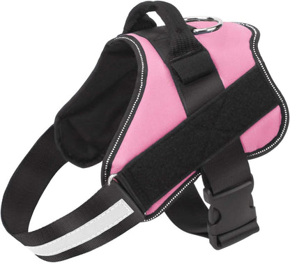 Dog Harness, No-Pull Reflective Dog Vest, Breathable Adjustable Pet Harness with Handle for Outdoor Walking - No More Pulling, Tugging or Choking (Pink, M)