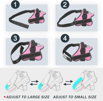 Dog Harness, No-Pull Reflective Dog Vest, Breathable Adjustable Pet Harness with Handle for Outdoor Walking - No More Pulling, Tugging or Choking (Pink, M)