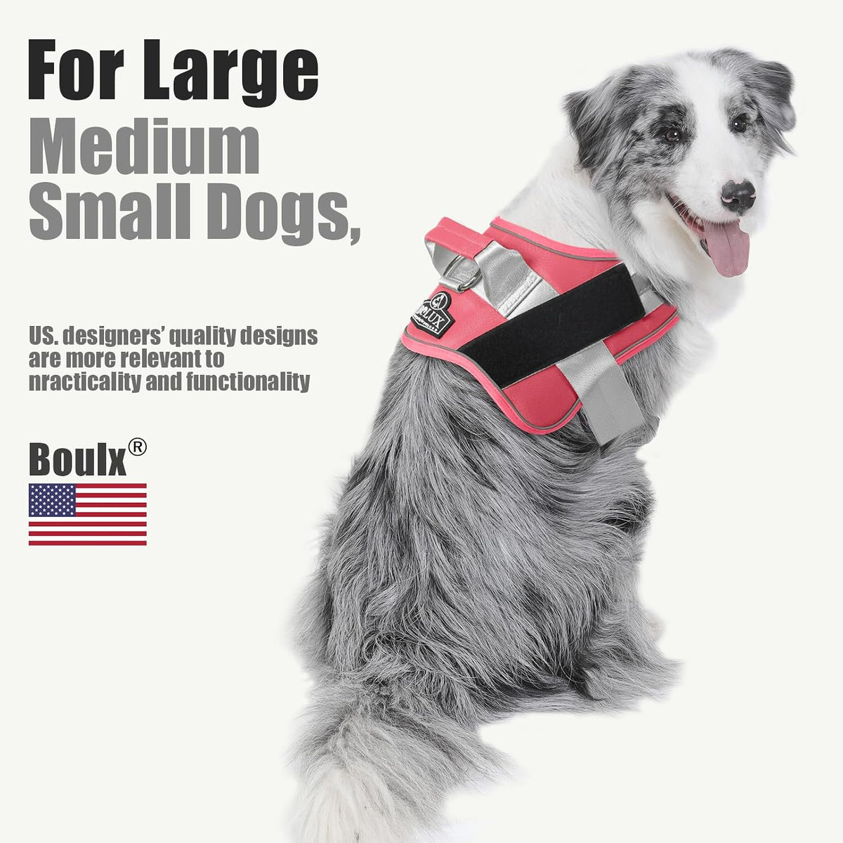 Dog Harness, No-Pull Reflective Dog Vest, Breathable Adjustable Pet Harness with Handle for Outdoor Walking - No More Pulling, Tugging or Choking (Pink, M)