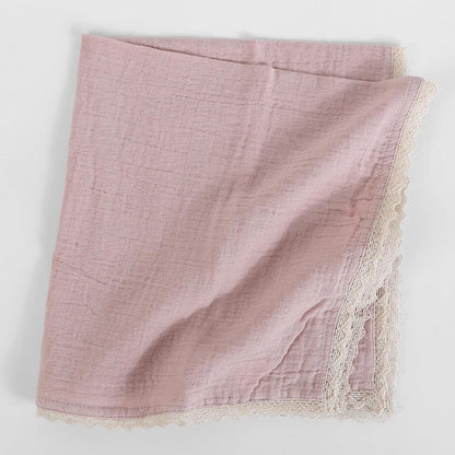 Lace Cloth Napkin, Cotton Gauze, Set of 12, 20x20 in,Peach Wipe