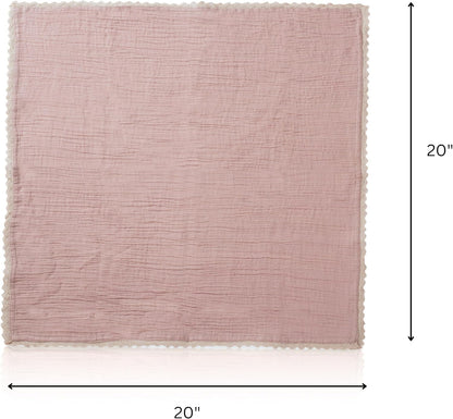 Lace Cloth Napkin, Cotton Gauze, Set of 12, 20x20 in,Peach Wipe