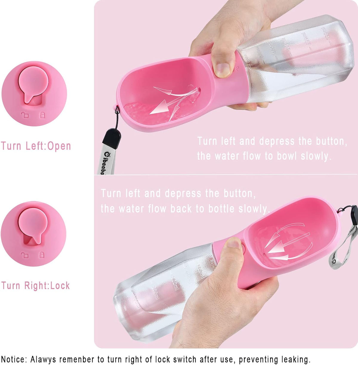 Dog Water Bottle with Food Container & Poop Bag Holder & Filter