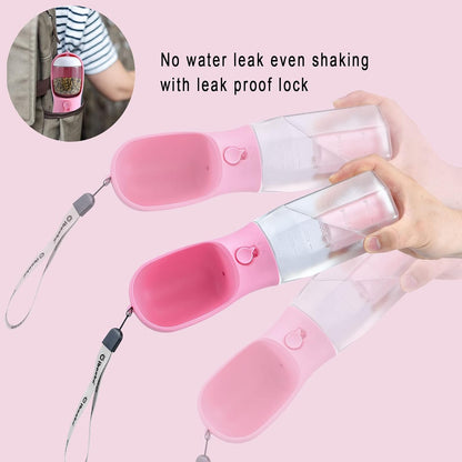 Dog Water Bottle with Food Container & Poop Bag Holder & Filter