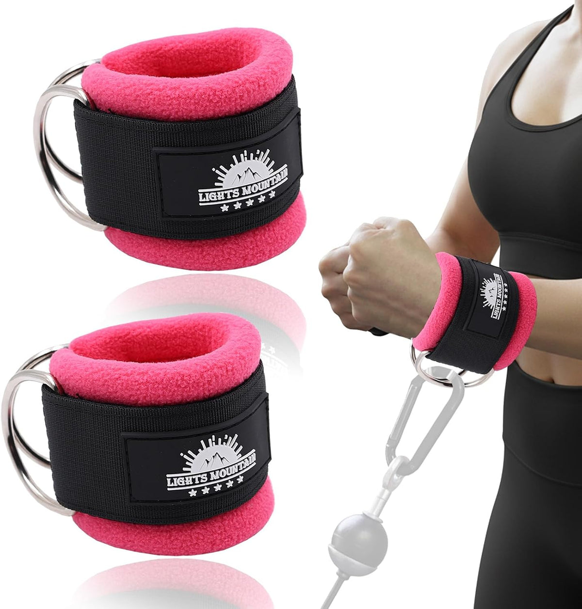 Wrist Cuffs for Cable Machines – Padded & Adjustable Straps for Lateral Raises, Tricep Pushdowns & Strength Training