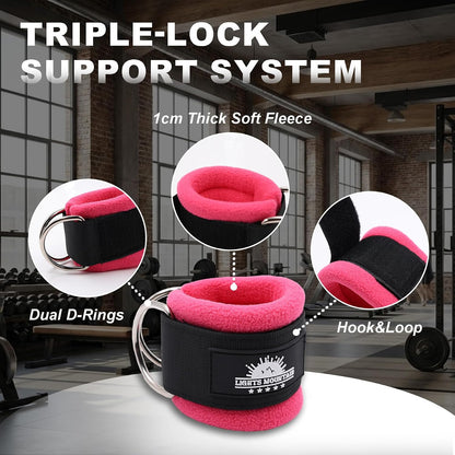 Wrist Cuffs for Cable Machines – Padded & Adjustable Straps for Lateral Raises, Tricep Pushdowns & Strength Training