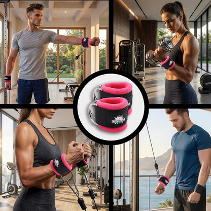 Wrist Cuffs for Cable Machines – Padded & Adjustable Straps for Lateral Raises, Tricep Pushdowns & Strength Training