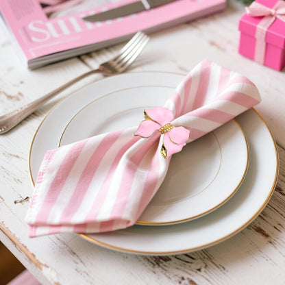 Bow Napkin Rings Set of 6 Pink Butterfly Knot Napkin Holders for Christmas Party Wedding Brithday Decor,Elegant Bowknot Napkin Buckles for Anniversary Bridal Shower Dinner Table Setting