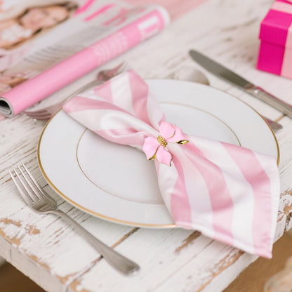 Bow Napkin Rings Set of 6 Pink Butterfly Knot Napkin Holders for Christmas Party Wedding Brithday Decor,Elegant Bowknot Napkin Buckles for Anniversary Bridal Shower Dinner Table Setting