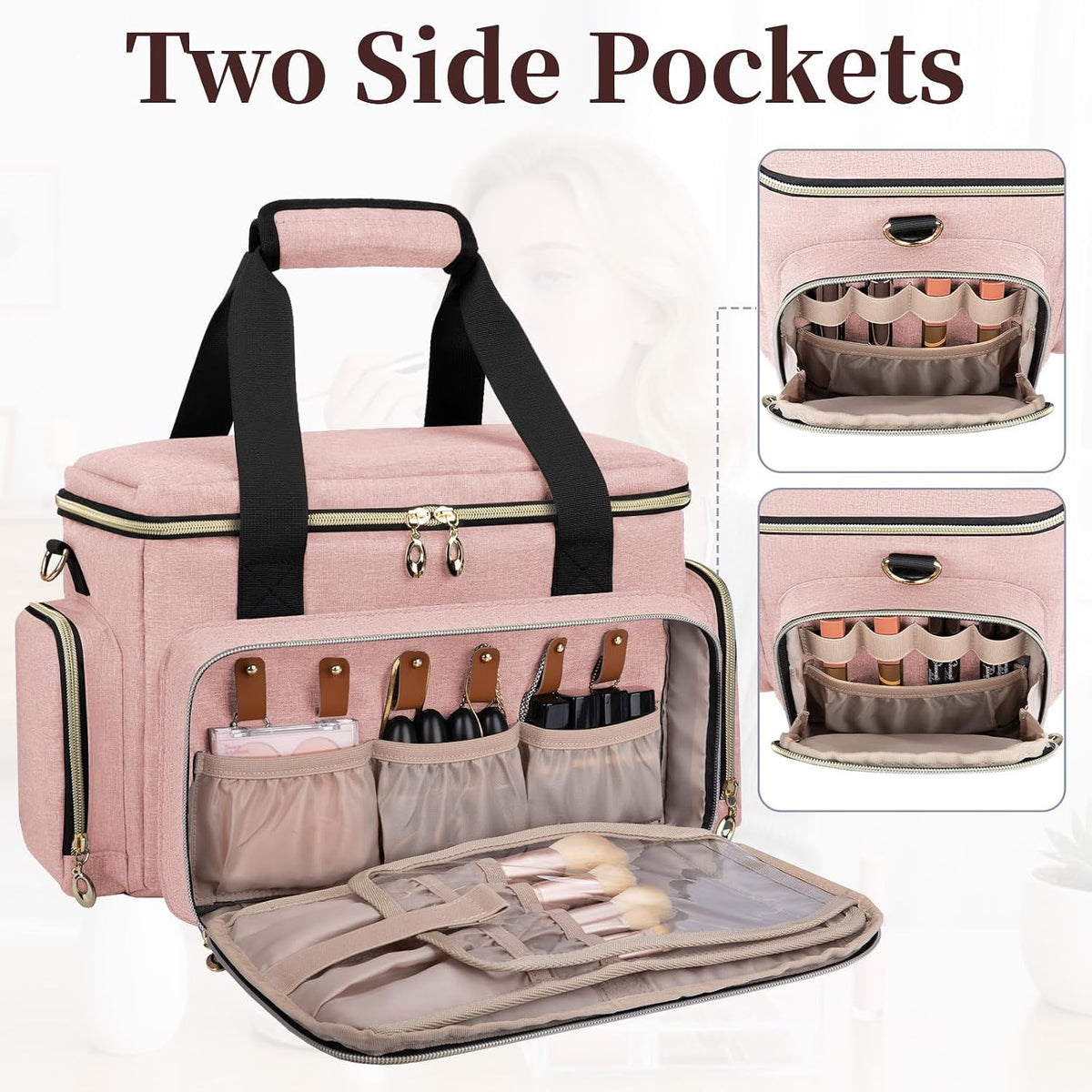 Large Makeup Bag, Portable Travel Makeup Bag Organizer