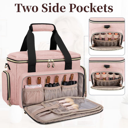 Large Makeup Bag, Portable Travel Makeup Bag Organizer