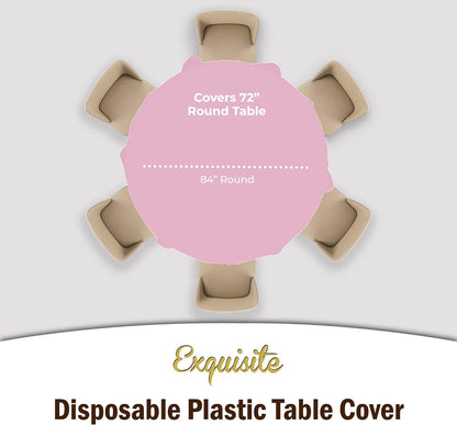 12-Pack Premium Plastic Tablecloth 84in. Round Table Cover - Pink