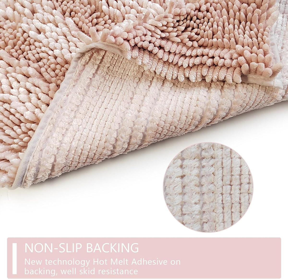 Light Pink Bathroom Rugs Sets 2 Piece, Extra Soft and Absorbent Chenille Bath Mats, Machine Washable Mat, Cute Bath Rug for Bathroom, Non Slip Shower Floor Mat, 16x24 and 20x32 Inches