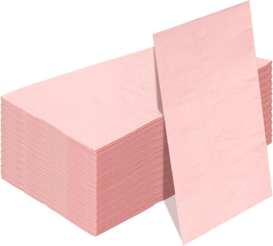 50 Pieces 3-ply Light Pink Paper Napkins 13 x 15.7 Inches Guest Towels Disposable Bathroom Paper Hand Towels for Bathroom Kitchen Wedding Birthday Party Disposable Napkins