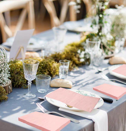 50 Pieces 3-ply Light Pink Paper Napkins 13 x 15.7 Inches Guest Towels Disposable Bathroom Paper Hand Towels for Bathroom Kitchen Wedding Birthday Party Disposable Napkins
