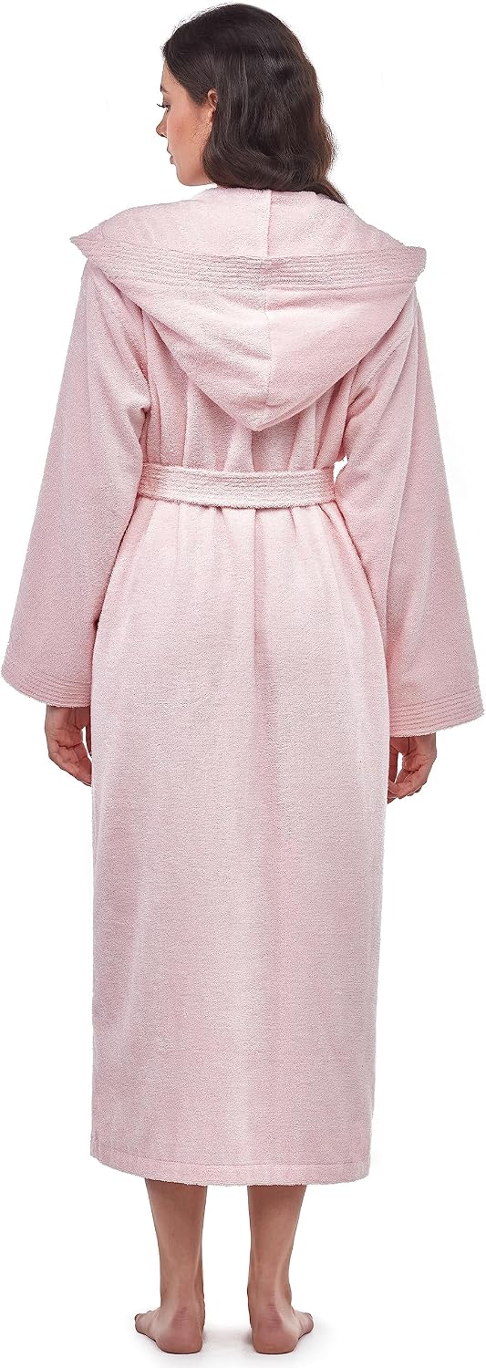Women's Pacific Hooded Turkish Cotton Bath Robe with Full Length Options