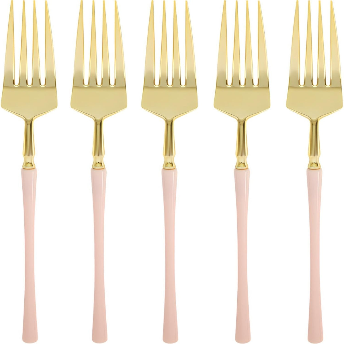 Infinity Flatware Gold & Pink Salad Forks - 20 Count | Luxurious Disposable Plastic Cutlery for Parties and Events