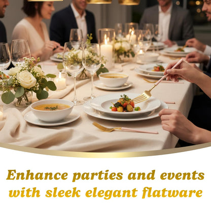 Infinity Flatware Gold & Pink Salad Forks - 20 Count | Luxurious Disposable Plastic Cutlery for Parties and Events