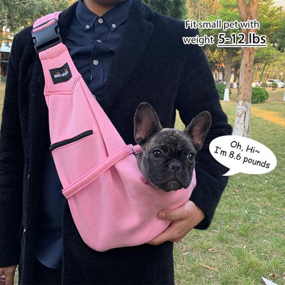 Small Dog Carrier Sling Cat Sling,Adjustable Strap Hand Free Pet Puppy for Outdoor Traveling Subway (Pink, Snap)
