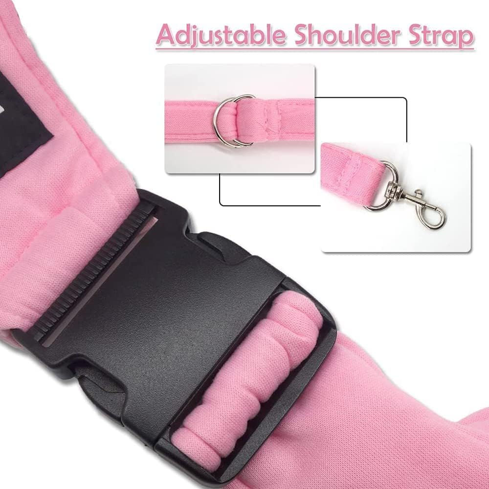 Small Dog Carrier Sling Cat Sling,Adjustable Strap Hand Free Pet Puppy for Outdoor Traveling Subway (Pink, Snap)