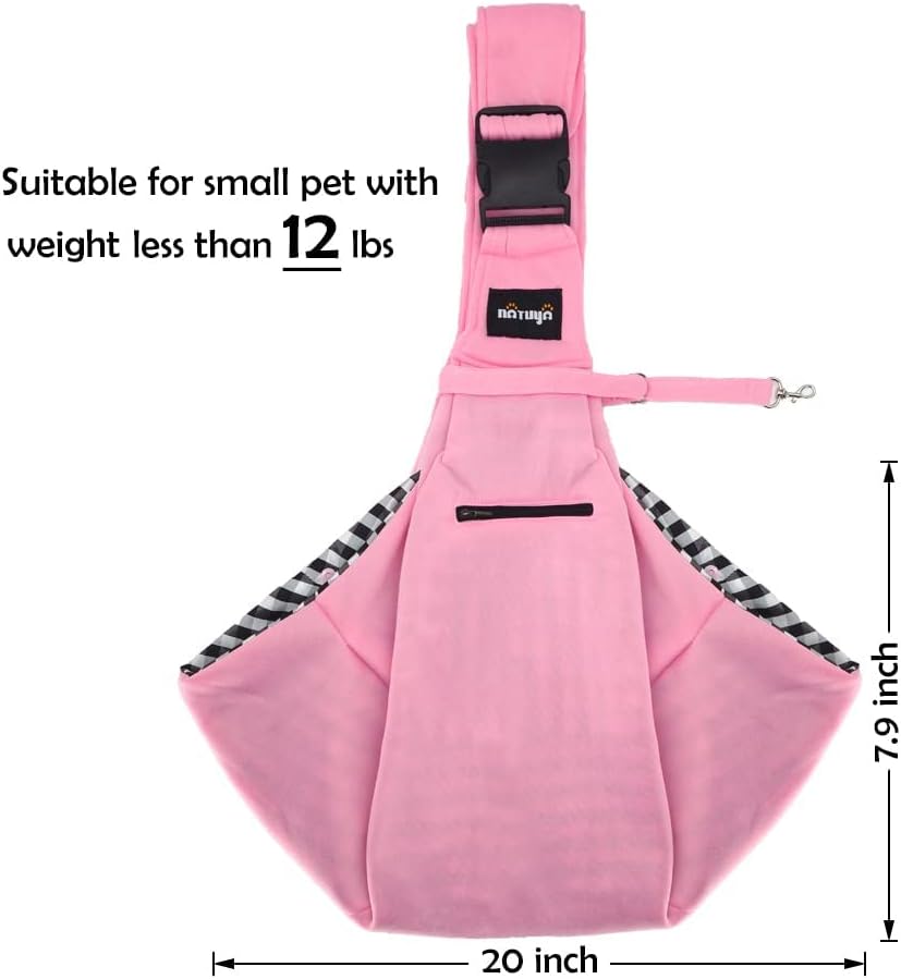 Small Dog Carrier Sling Cat Sling,Adjustable Strap Hand Free Pet Puppy for Outdoor Traveling Subway (Pink, Snap)