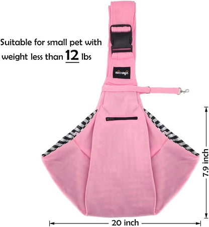 Small Dog Carrier Sling Cat Sling,Adjustable Strap Hand Free Pet Puppy for Outdoor Traveling Subway (Pink, Snap)