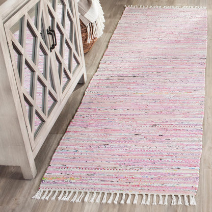 Rag Rug Collection Accent Rug - 2' x 3', Turquoise & Multi, Handmade Boho Stripe Cotton, Ideal for High Traffic Areas in Entryway, Living Room, Bedroom (RAR125C)