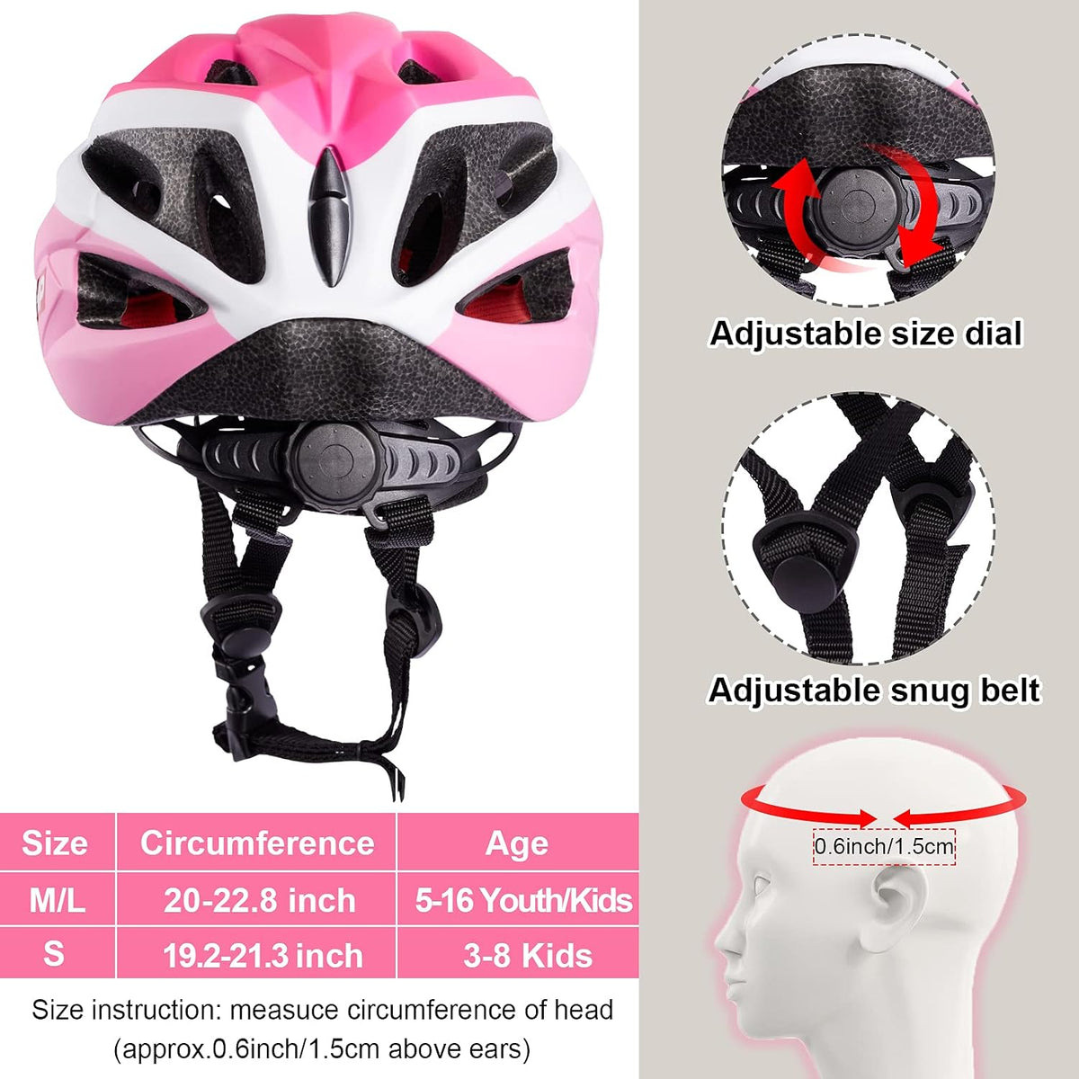 Toddler Bike Helmet, Adjustable Helmet for Kids and Youth with Detachable Magnetic Goggles, Bicycle Cycling Skate Scooter Skateboard Helmet for Boys and Girls