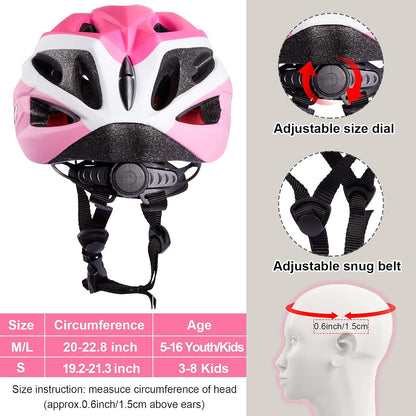 Toddler Bike Helmet, Adjustable Helmet for Kids and Youth with Detachable Magnetic Goggles, Bicycle Cycling Skate Scooter Skateboard Helmet for Boys and Girls