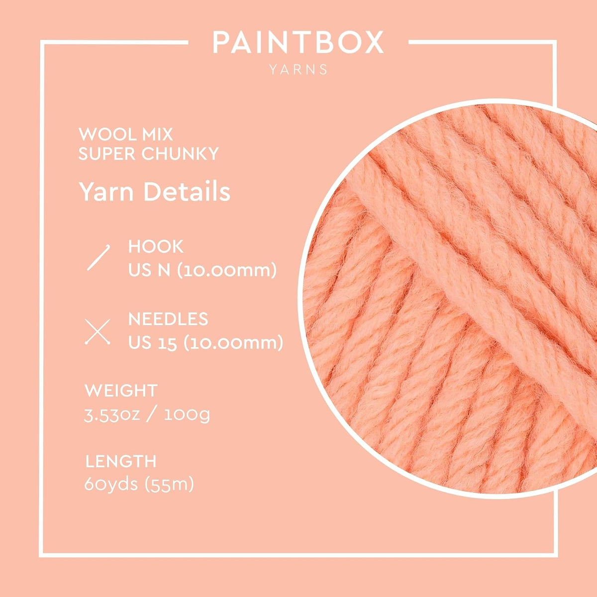 Paintbox Yarns Wool Mix Super Chunky Yarn - Bulky - 3.53oz/100g, 60yds/55m