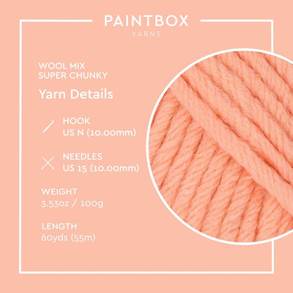 Paintbox Yarns Wool Mix Super Chunky Yarn - Bulky - 3.53oz/100g, 60yds/55m