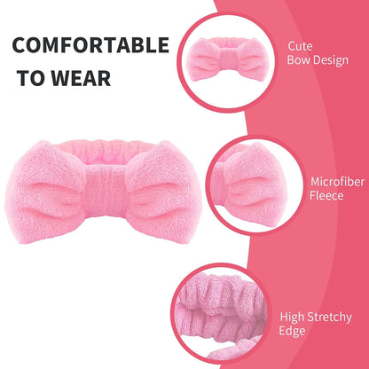 Pink Spa Headband and Wristband Set for Face Washing