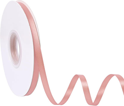 50 Yards Double Faced Peach Pink Satin Ribbon 1/4 inch Solid Ribbon for Gift Wrapping Crafts Wedding Decoration Bow