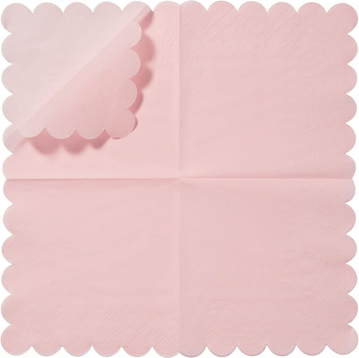 200 Pack Cocktail Napkin 2-Ply Scalloped Edged 5 x 5IN Pink
