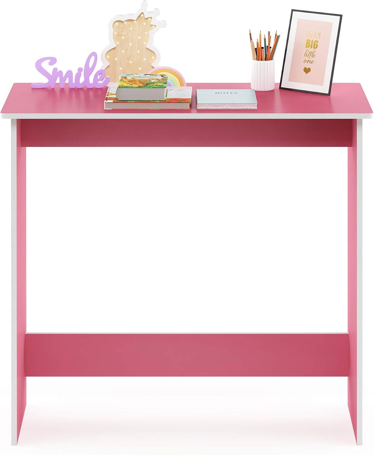 FURINNO Simplistic Study Table, Pink, 15.5 in x 31.5 in x 29.75 in (D x W x H)