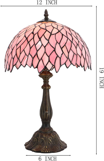 Tiffany Table Lamp Stained Glass Bedside Reading Light W12H19 inch