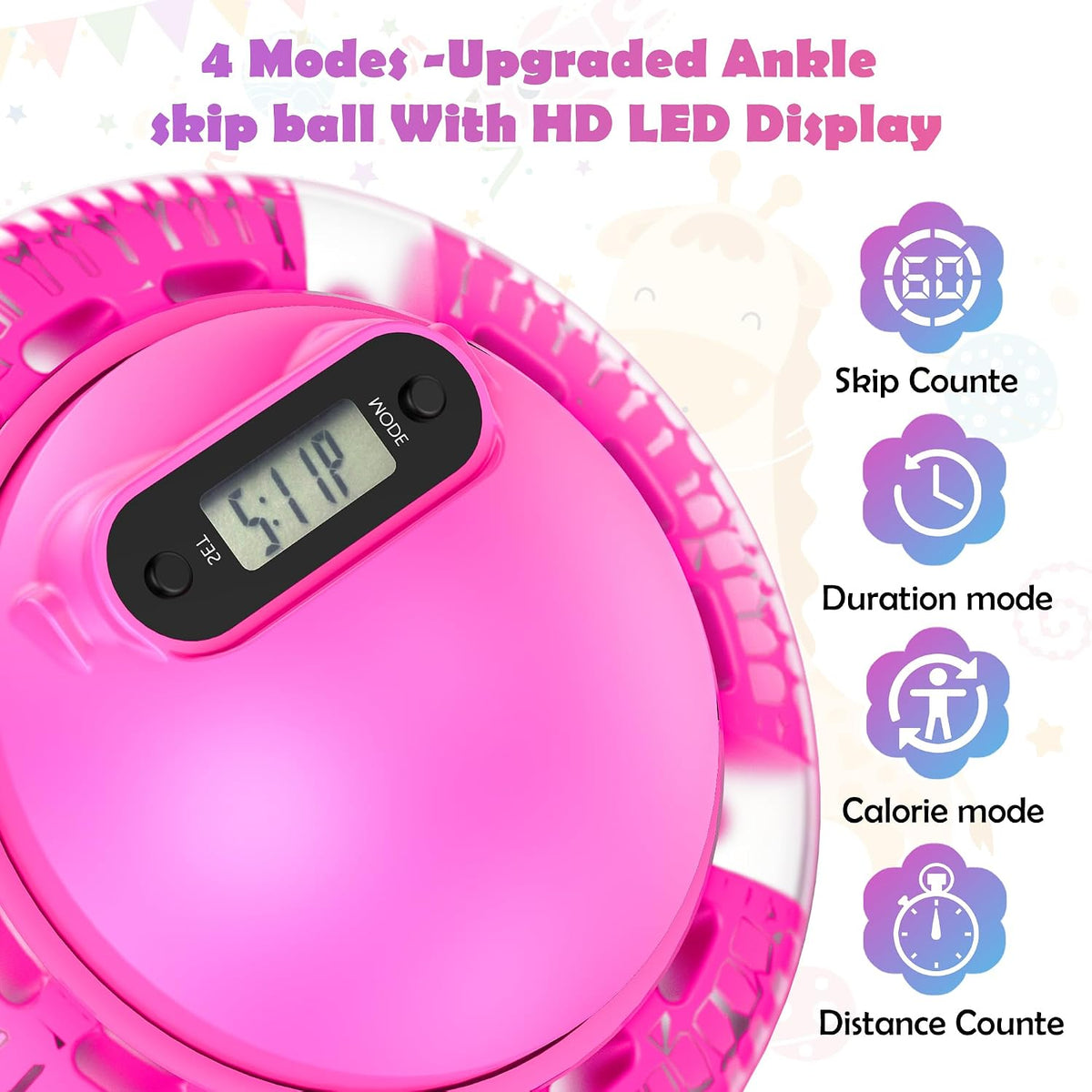 Skip Ball for Kids – LED Display Skip It Toy with Counter