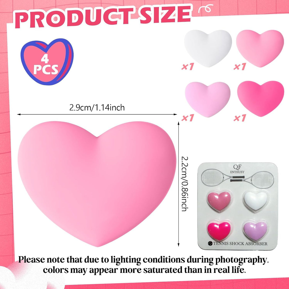 Heart Tennis Dampener, Tennis Racket Vibration Dampener - Cute Racket Shock Absorber