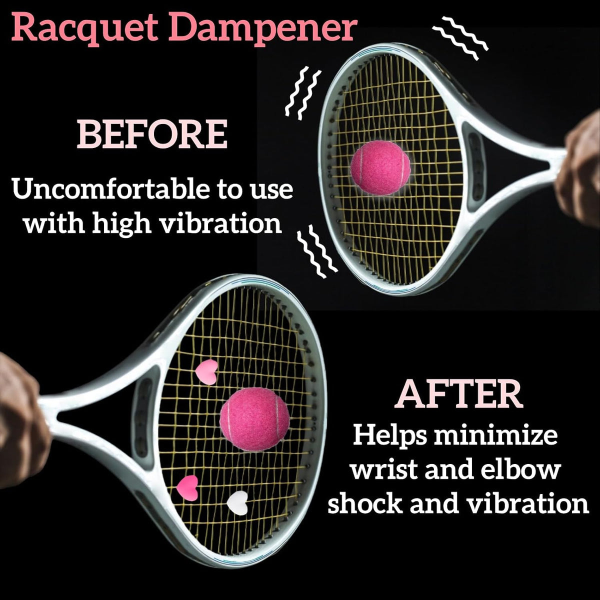 Heart Tennis Dampener, Tennis Racket Vibration Dampener - Cute Racket Shock Absorber